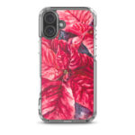 Red poinsettia Christmas festive design on iPhone 16 Plus MagSafe case.