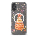 Orange and watercolor Christmas tree clear iPhone 16 Plus MagSafe case for the holidays.