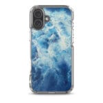 Abstract MagSafe case for iPhone 16 Plus, serene blue ocean water art.