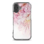 Soft pink and white peony floral watercolor spring design iPhone 16 Plus case.