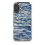 Unique MagSafe iPhone 16 Plus case with watercolor painting of tranquil evening ocean reflections.