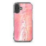 Vibrant MagSafe iPhone 16 Plus case showcasing soft pink tones and fluid patterns for a trendy accessory.