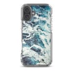 MagSafe iPhone 16 Plus case featuring ocean-inspired watercolor surface design in blue and green