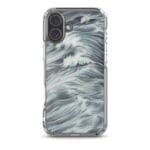 Soft grey ocean waves MagSafe case for iPhone 16 Plus, artistic design.