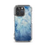 Elegant Ocean Blues case for iPhone 16 Pro, watercolor blue ocean depth art.