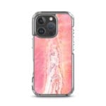 Artistic MagSafe iPhone 16 Pro case featuring original abstract pink watercolor design, combining elegance and functionality.