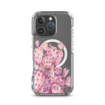 Trendy iPhone 16 Pro MagSafe case showcasing unique pink cactus watercolor painting