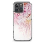 Beautiful peony flower watercolor spring art on iPhone 16 Pro Max MagSafe case.