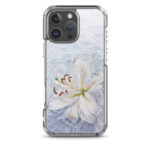 Stylish MagSafe iPhone 16 Pro Max case with watercolor white lily on water.