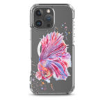 Pink Betta Fish MagSafe iPhone 16 Pro Max case featuring vibrant watercolor artwork of a pink and purple betta fish.