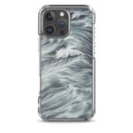 Grey ocean waves artistic MagSafe case for iPhone 16 Pro Max.