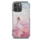 Premium MagSafe iPhone 16 Pro Max case featuring calming watercolor art of a girl on pink ocean water