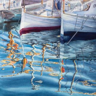 Morning in the Port – serene watercolor harbor scene by Kateryna Nazarenko