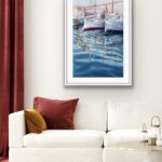 "Morning in the Port" by Kateryna Nazarenko, watercolor on paper painting, 38x56 cm, 2022.