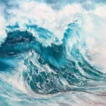 Fragile but Strong – Original watercolor painting of a crashing ocean wave by Kateryna Nazarenko, capturing the balance of power and delicacy in nature.