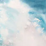 Zoomed-in section of "Fragile but Strong," revealing the fine brushwork and soft color blending in the ocean foam.