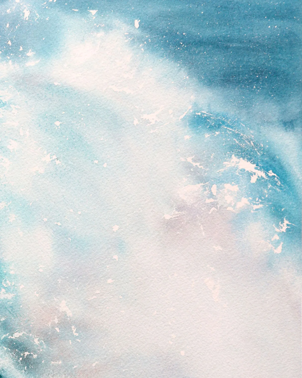 Zoomed-in section of "Fragile but Strong," revealing the fine brushwork and soft color blending in the ocean foam.