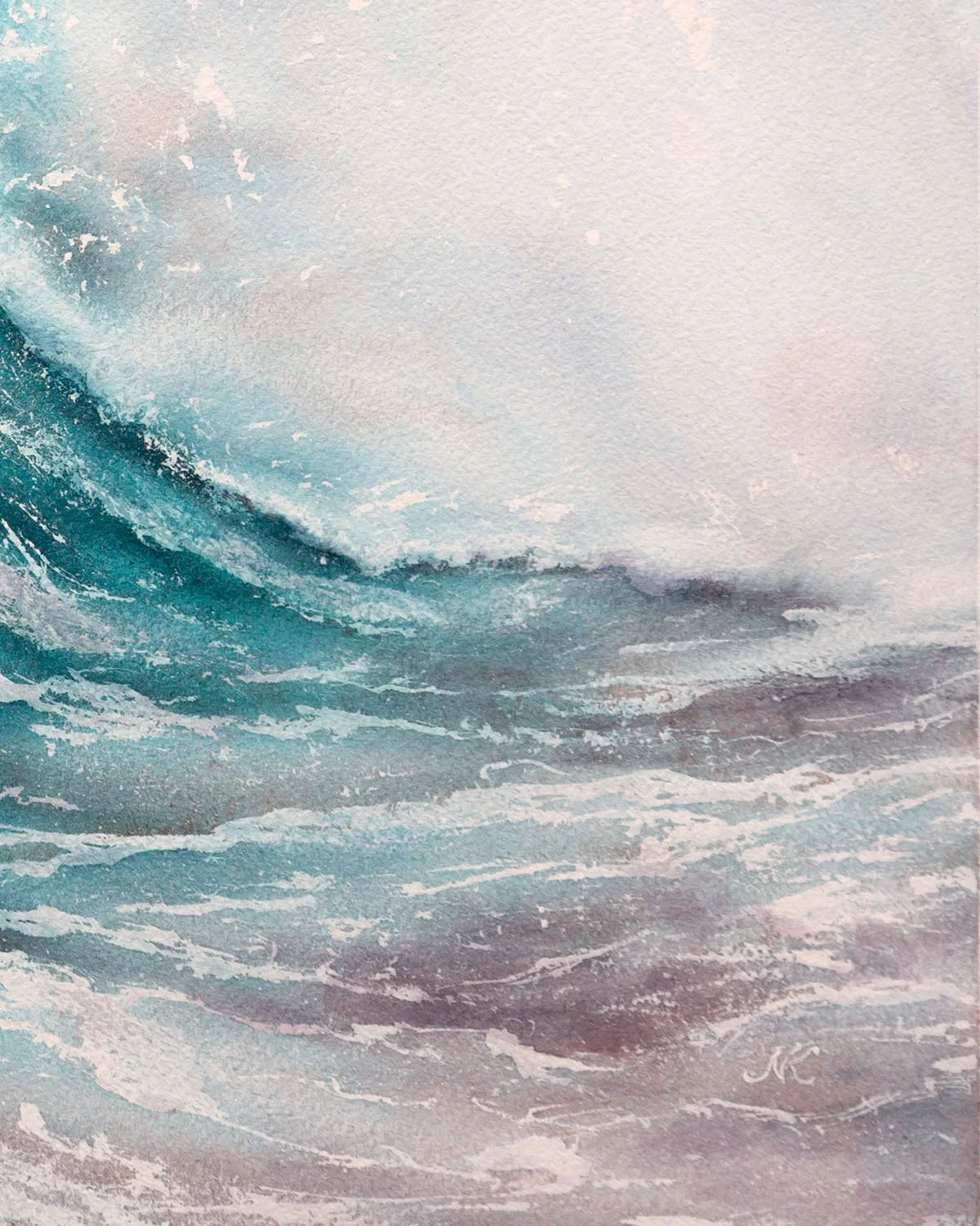 Artist's signature on "Fragile but Strong," hand-signed by Kateryna Nazarenko, marking this original watercolor artwork.