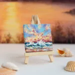Sunrise at the ocean mini acrylic painting