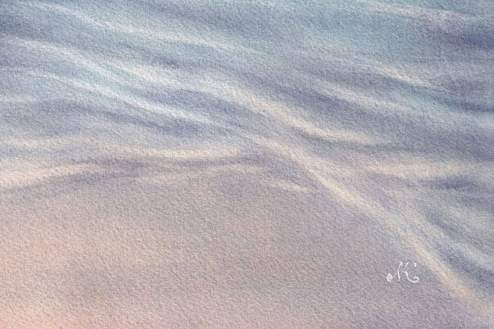Artist Kateryna Nazarenko’s signature on the "Morning Solitude" watercolor painting.