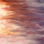 Artist Kateryna Nazarenko’s signature on Sailing into the Sunset, marking this original watercolor painting.