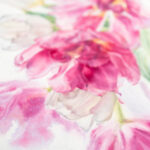 Closeup of Dancing Tulips artwork, capturing the gentle movement of tulips swaying with an airy, dreamy atmosphere.