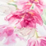 Closeup of Dancing Tulips artwork, capturing the gentle movement of tulips swaying with an airy, dreamy atmosphere.