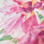 Macro shot of delicate white tulips in Dancing Tulips, emphasizing the lightness and contrast in the floral watercolor composition.