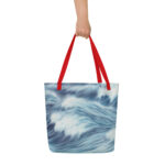 Large beach tote bag inspired by coastal living and ocean energy