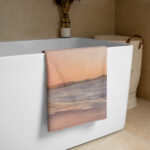 Sunset at the Ocean towel featuring seascape watercolor