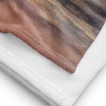 Watercolor beach towel with sunset sky and sea scene