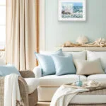 Stormy watercolor wave print Stormy Tide Rush in nautical-themed coastal interior