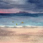 After Dark watercolor painting signature by artist, original ocean artwork with professional pigments on archival cotton paper