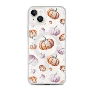 Cute Autumn Pumpkins MagSafe iPhone Case – Fall Watercolor Art iPhone Case, Fits iPhone 17, 16, 15, 14 Models