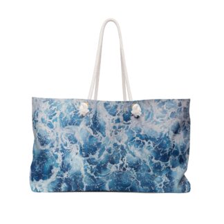 Ocean Waves Weekender Bag | Blue Sea Watercolor Beach Tote