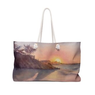 Sunset Coastal Landscape Weekender Bag | Beach Sunset Travel Tote