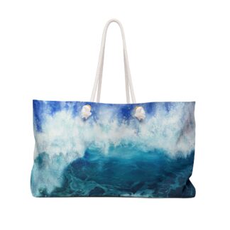Ocean Wave Watercolor Weekender Bag | Blue Surf Beach Tote