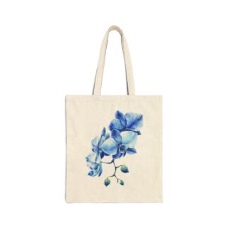 Blue Orchid Watercolor Tote Bag | Floral Canvas Shopper