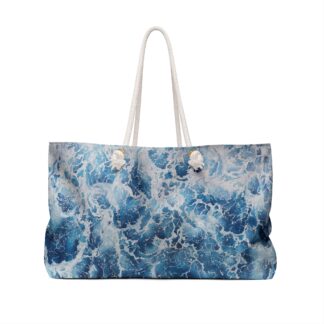 Ocean Waves Weekender Bag | Blue Sea Watercolor Beach Tote