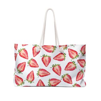 Strawberry Pattern Weekender Bag | Watercolor Fruit Tote