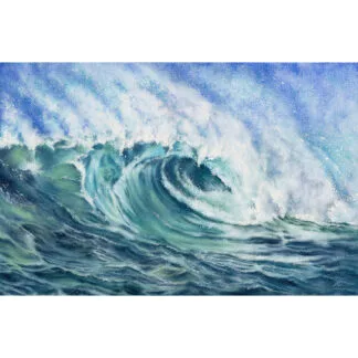 Whirlpool of Serenity – Original Watercolor Ocean Wave Painting | Blue Seascape Art