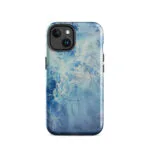 Blue Ocean watercolor iPhone 14 case with MagSafe glossy