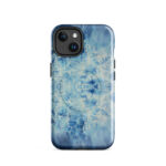 Light blue ocean watercolor iPhone 14 case with MagSafe, glossy finish