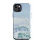 Turquoise blue wave ocean watercolor iPhone 14 Plus case with MagSafe, glossy finish