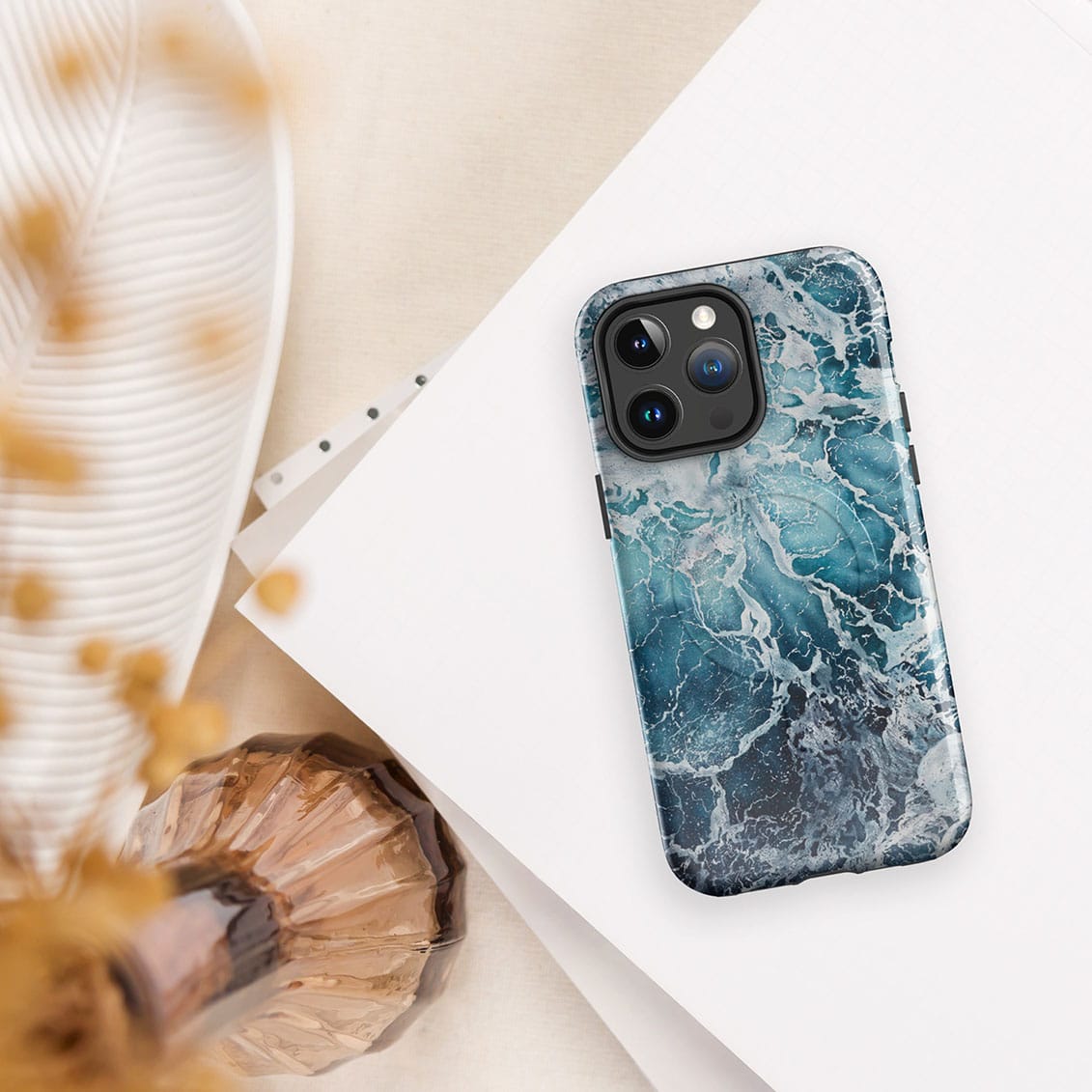Ocean wave watercolor iPhonecase with MagSafe