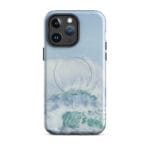 Turquoise blue wave ocean watercolor iPhone 14 Pro Max case with MagSafe, glossy finish