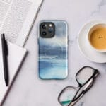 Blue turquoise ocean art iPhone case with storm clouds and light