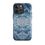 Deep blue ocean foam watercolor iPhone 14 Pro Max case with MagSafe, glossy finish