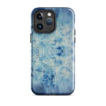 Light blue ocean watercolor iPhone 14 Pro Max case with MagSafe, glossy finish