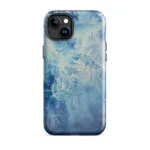 Blue Ocean watercolor iPhone 15 Plus case with MagSafe glossy